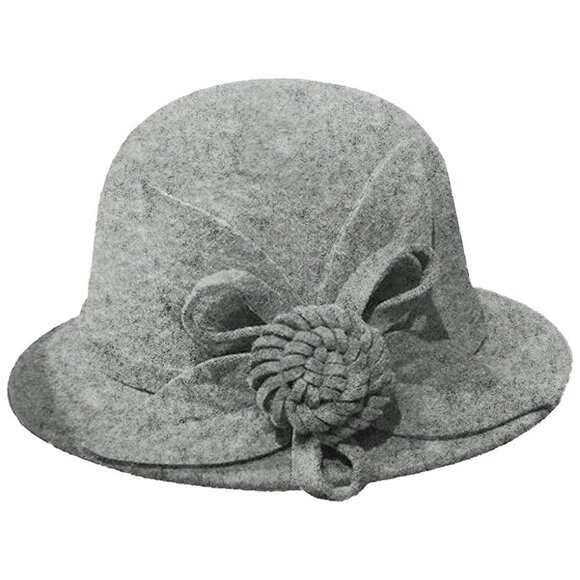 Women's Cloche Hat 1920s Winter Bucket Hat Vintage , Misty Grey
